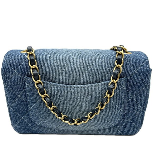 CHANEL Chanel Matelasse Chain Shoulder Bag Denim Blue Handbag Compact Women's - Picture 5 of 10